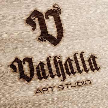 logo design valhalla pyrography pyro art studio