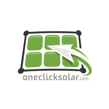 logo design one click solar panels energy recycle sun power