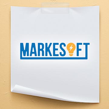 markesoft lightbulb idea logo design graphic illustration